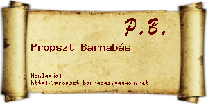Propszt Barnabás névjegykártya